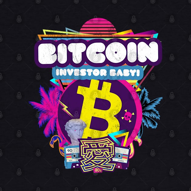 Bitcoin Investor Baby Retrowave 80s Stock Trading HODL Pink by MapYourWorld